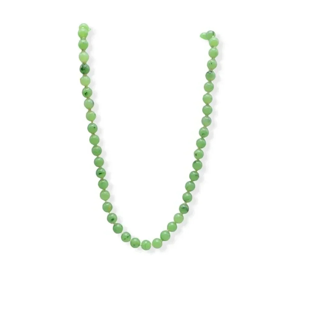 Trifari Green Faux Jade Acrylic Bead Beaded Hand Knotted Necklace 20.5"